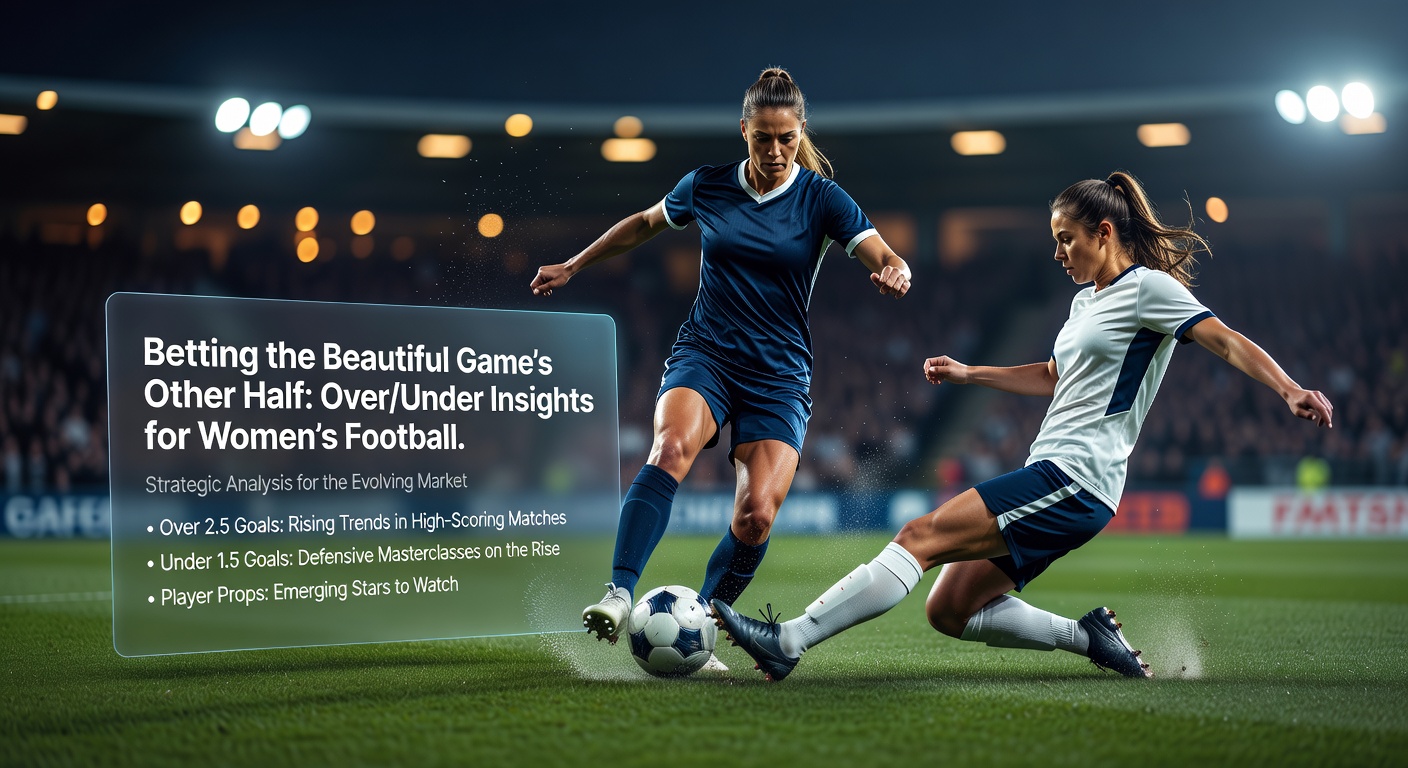 Players celebrating a goal in a women's football match under stadium lights, highlighting the excitement of over/under betting opportunities