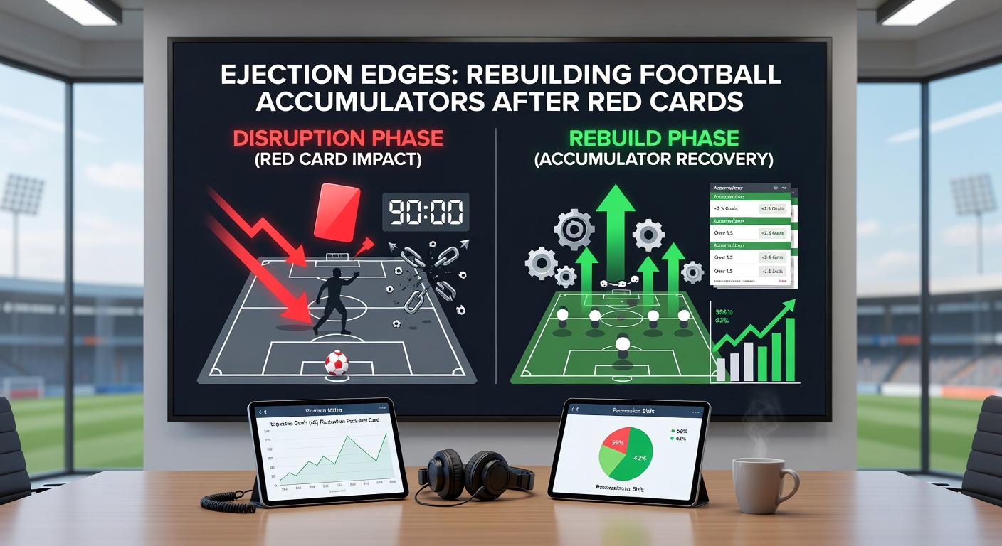 Live betting interface showing odds shifting wildly after a red card in a Champions League quarterfinal, with accumulator legs highlighted