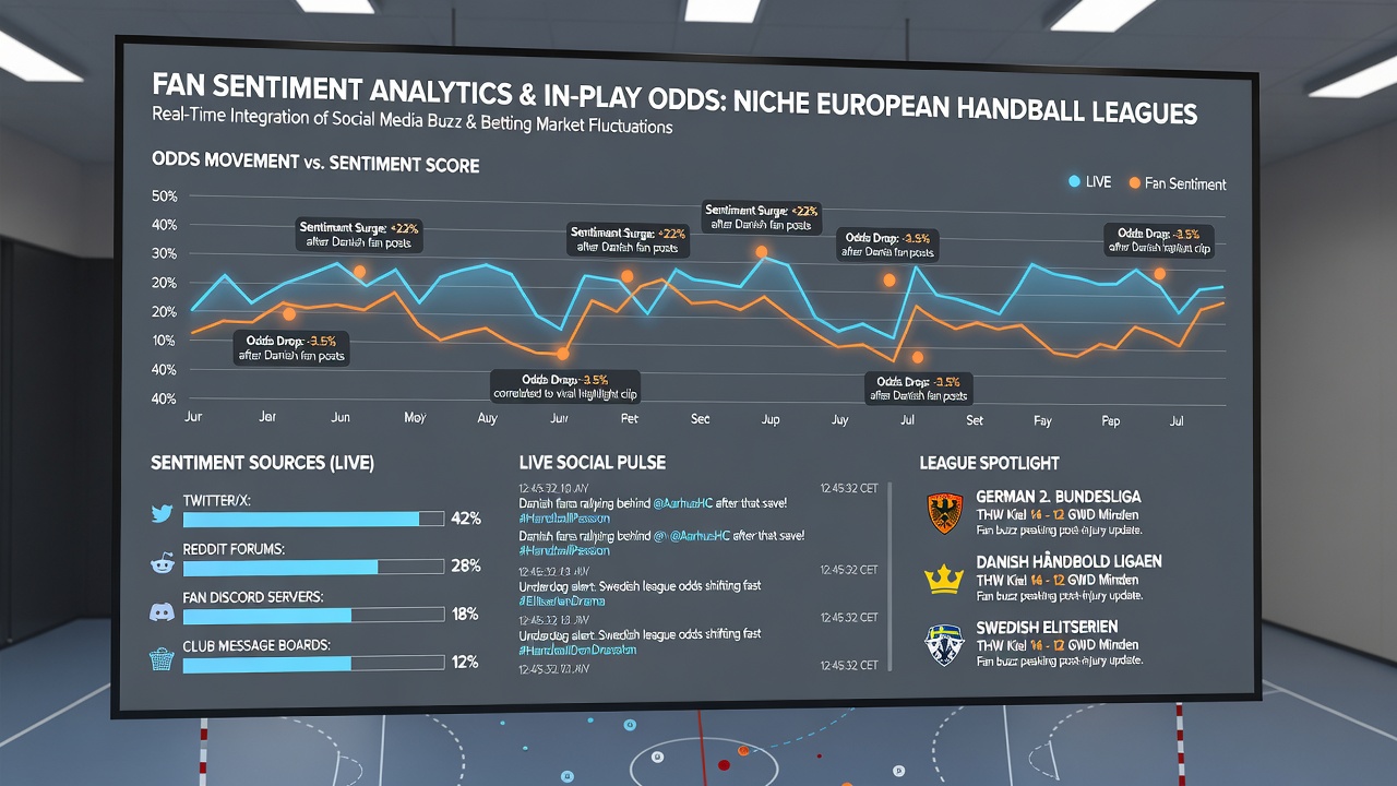 Live odds dashboard showing real-time adjustments linked to handball fan sentiment data