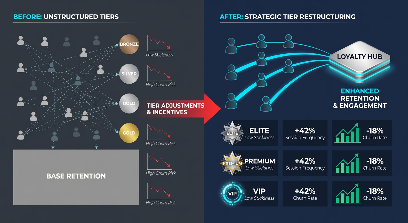 Graph illustrating retention patterns after loyalty tier changes among online bettors
