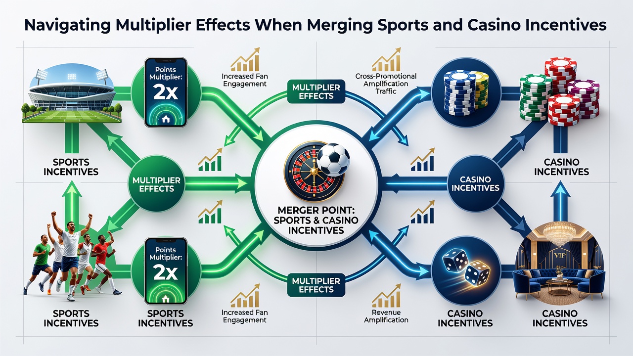 Infographic detailing how sports free bets convert into casino cashback multipliers with example calculations