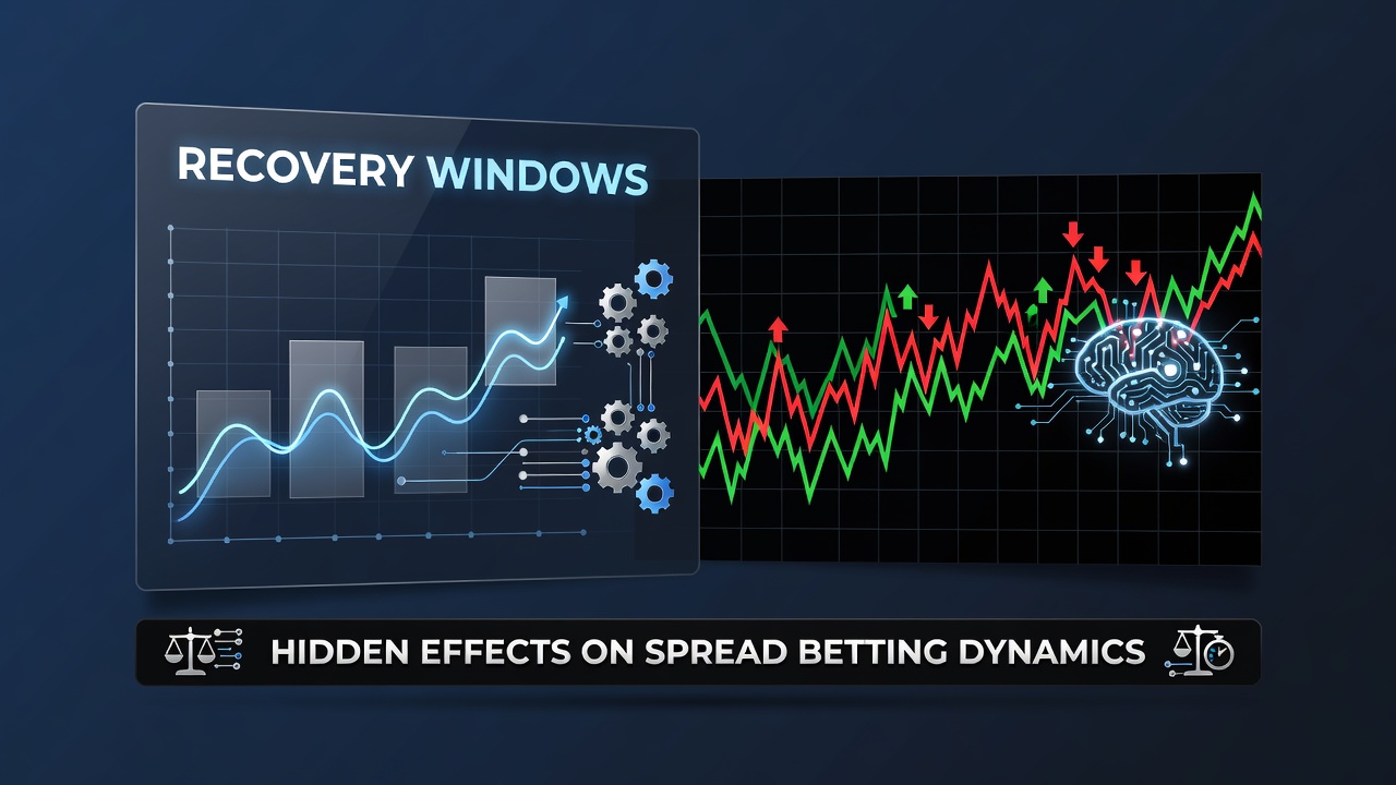 Chart showing spread betting price movements during market recovery phases with overlaid volatility indicators