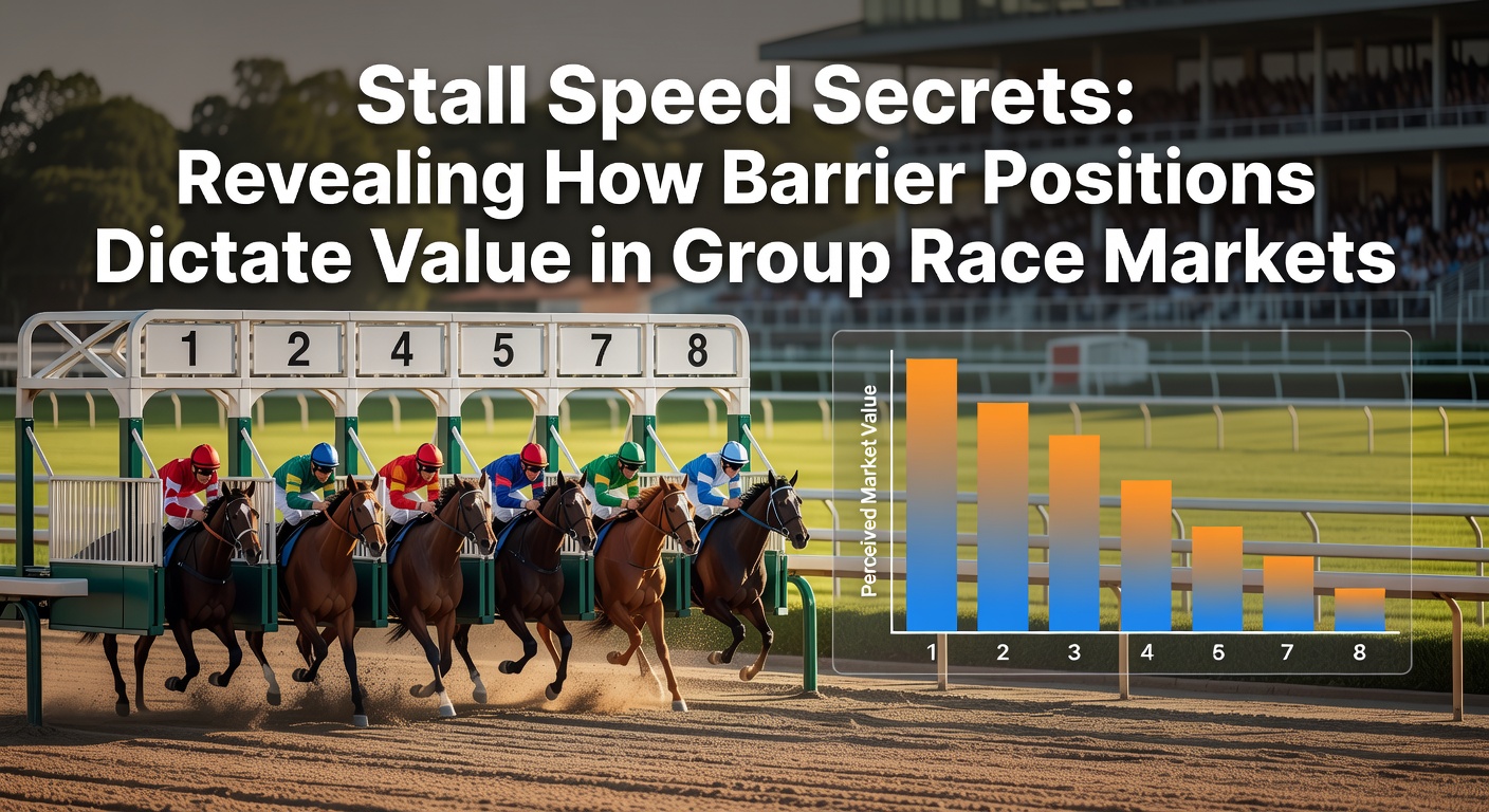Diagram showing horse racing starting stalls with numbered barriers and track layout