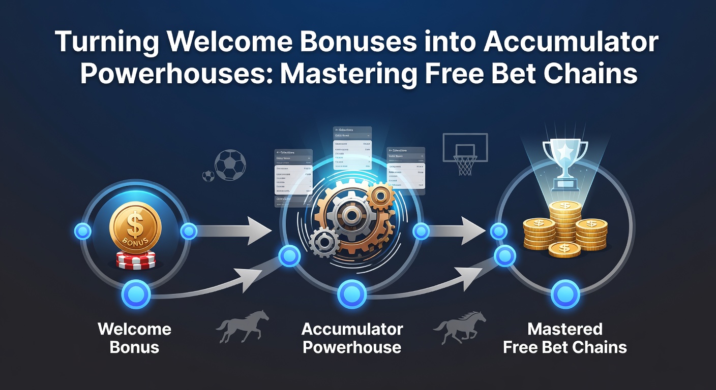 Sportsbook interface showing a chained accumulator bet wth multiple selections lighting up in green, illustrating successful free bet progression